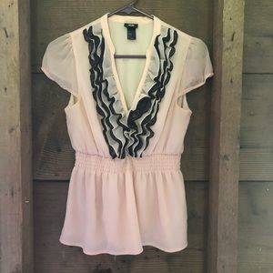 Beautiful Pink Ruffle Cinch Waist H&M Top